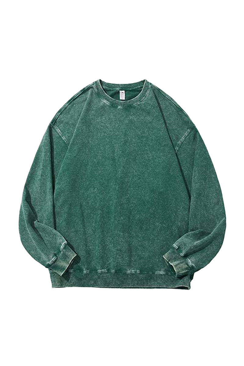 Unisex Fall Clothing Washed Raglan Crew Neck Sweatshirt