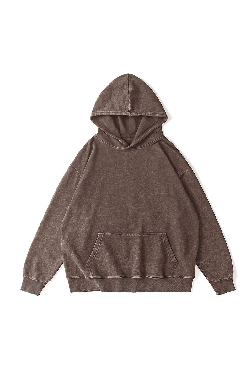Unisex Fall Clothing Vintage Washed Oversized Pocket Hoodie