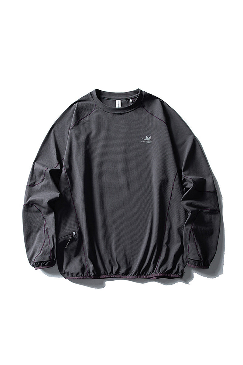 Unisex Fall Clothing Contrast Stitch Crew Neck Long Top