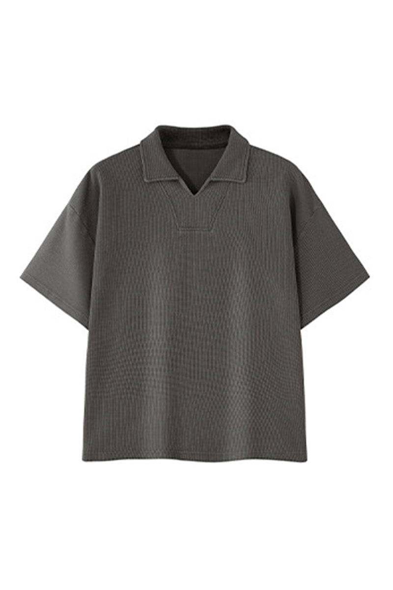 Men's Summer Old Money Heavy Waffle Snow Wash V-Neck Polo