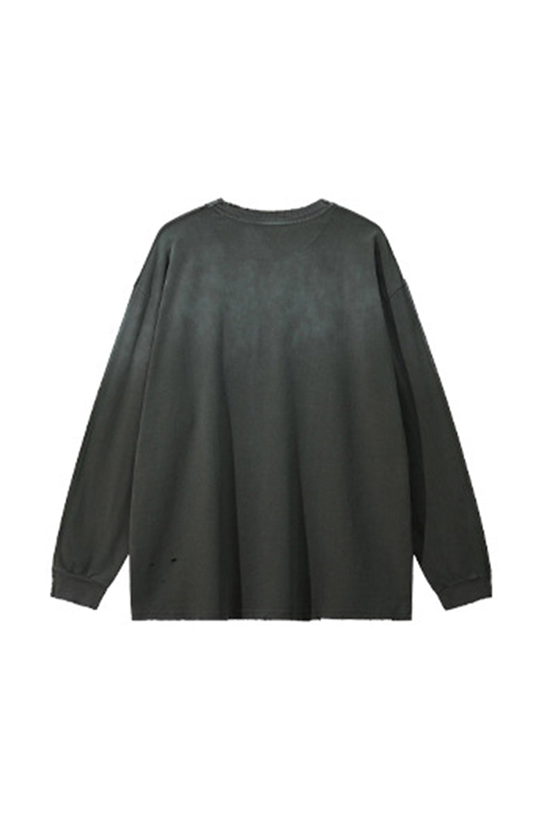 Women's 275g Vintage Cotton Spray Washed Raw Hem Long Tee