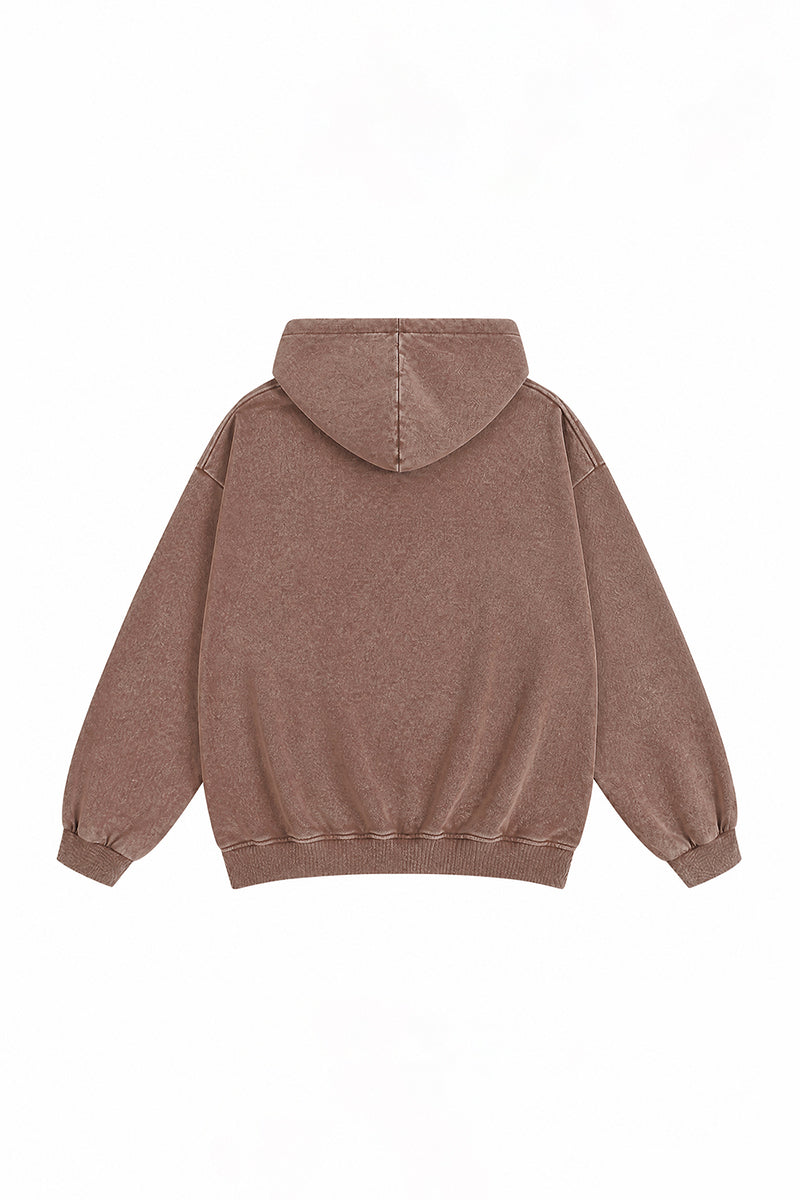 Women's Fall Clothing Vintage Washed Zip-Up Pocket Hoodie