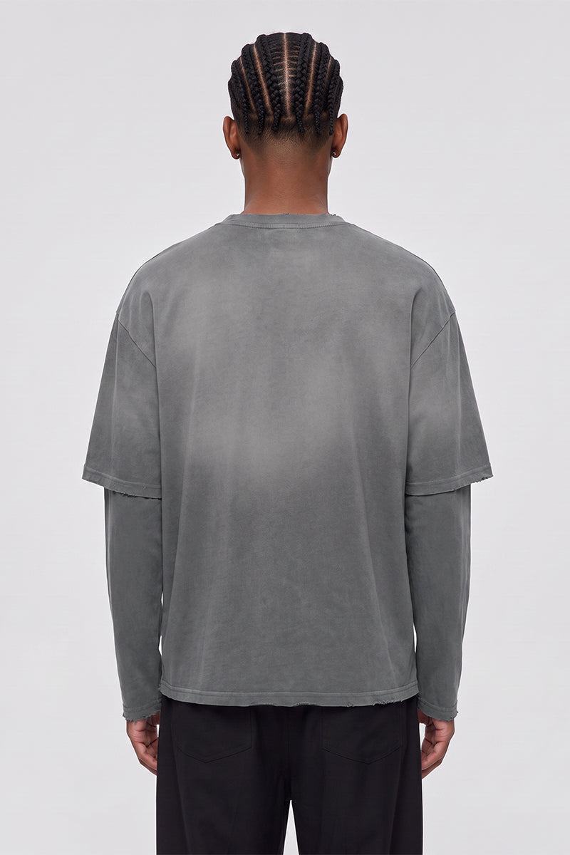 Men Fall Clothing Gradient Layered Long Sleeve Top