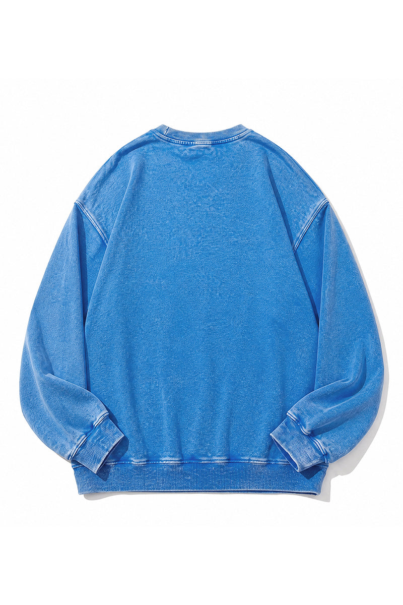 Unisex Fall Clothing Washed Raglan Crew Neck Sweatshirt