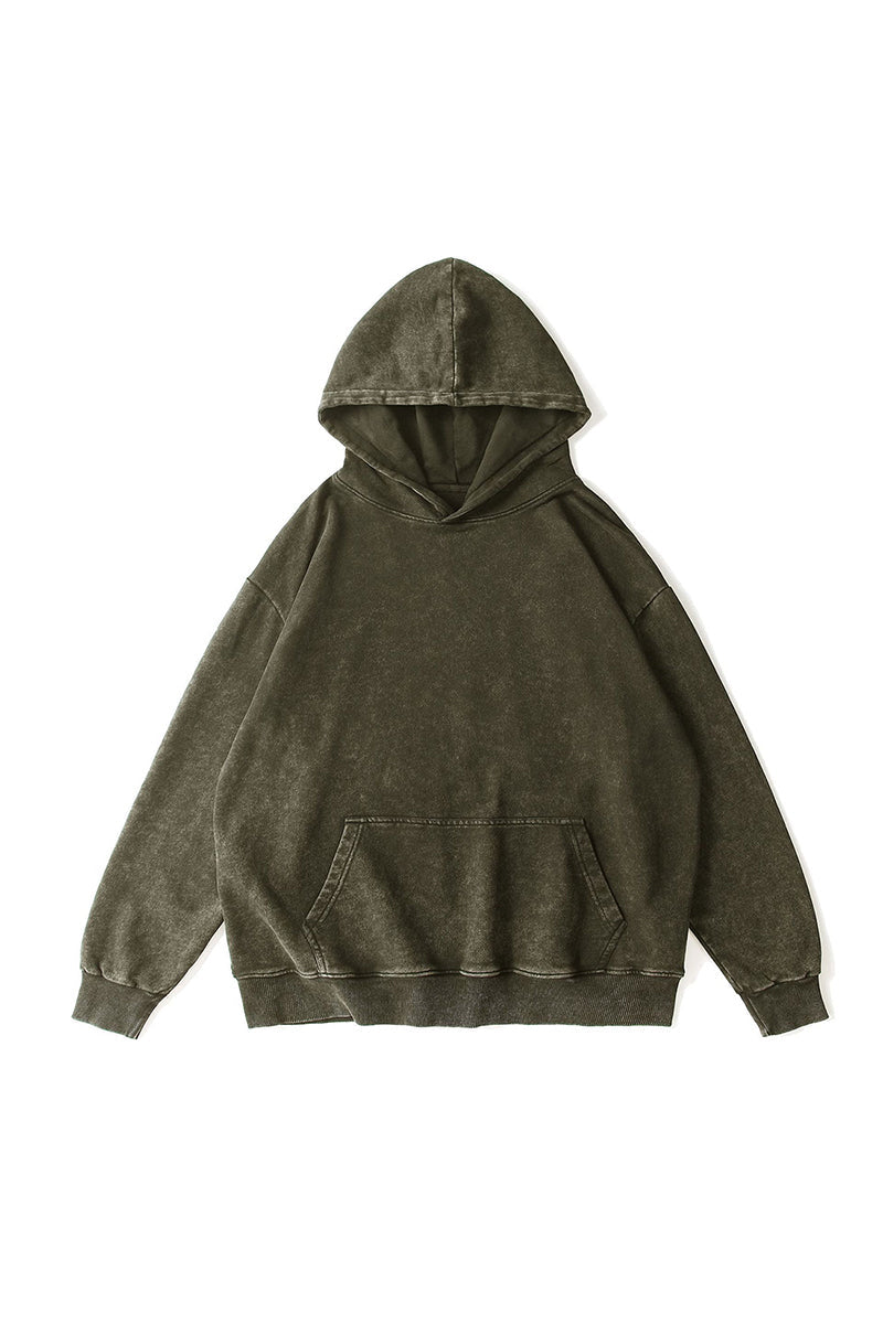 Unisex Fall Clothing Vintage Washed Oversized Pocket Hoodie