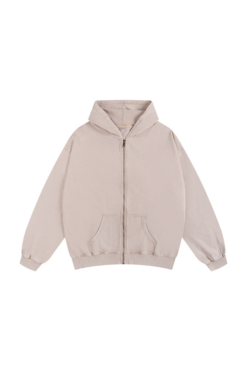 Women's Fall Clothing Vintage Washed Zip-Up Pocket Hoodie