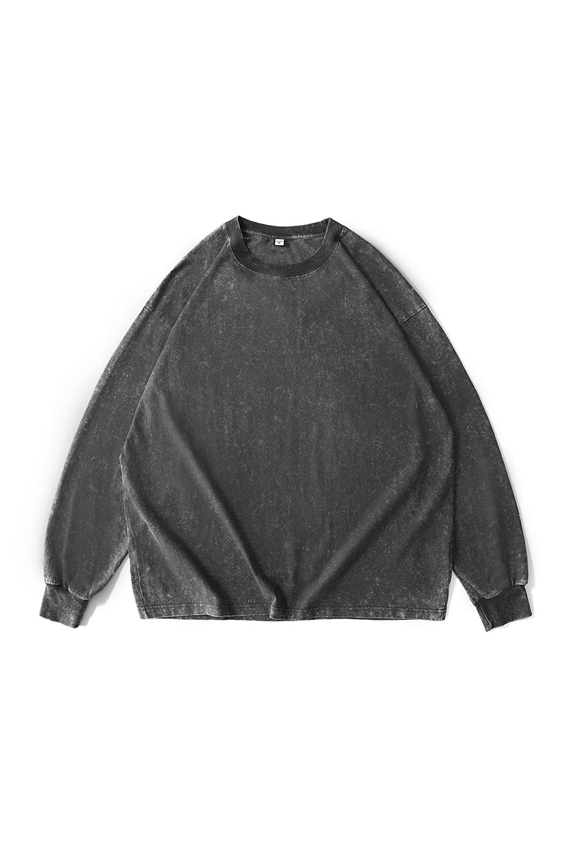 Men's Fall Clothing Washed Oversized Long Sleeve Tee
