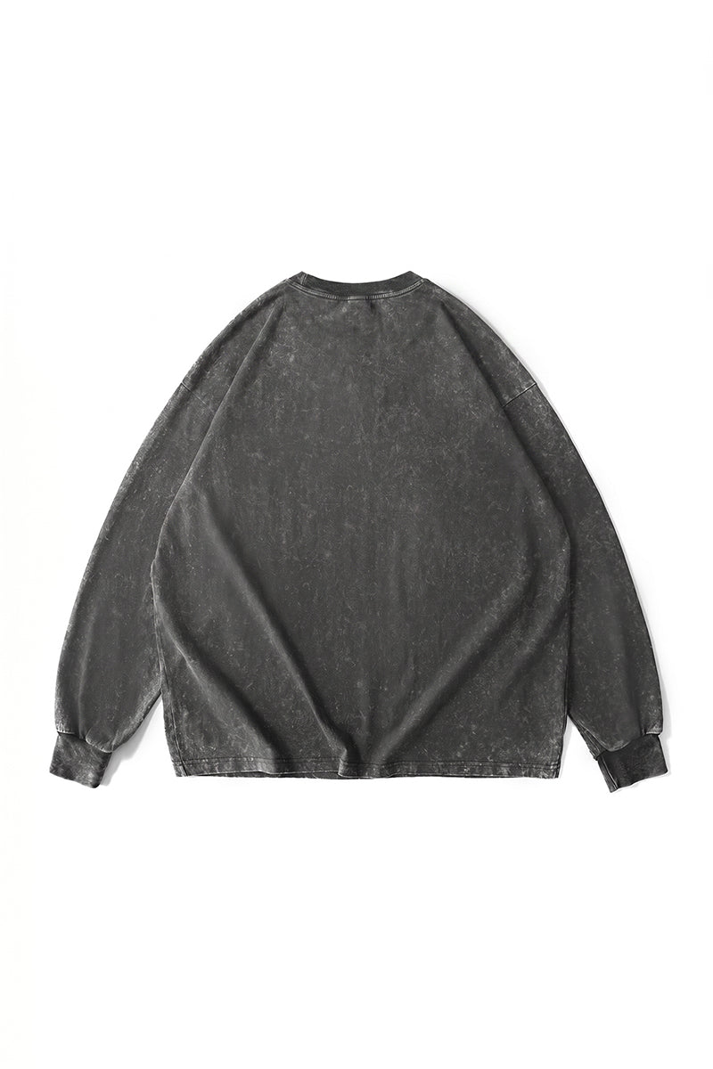 Men's Fall Clothing Washed Oversized Long Sleeve Tee
