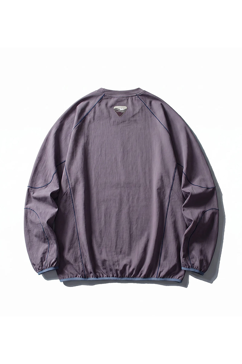 Women Fall Clothing Contrast Stitch Crew Neck Long Top