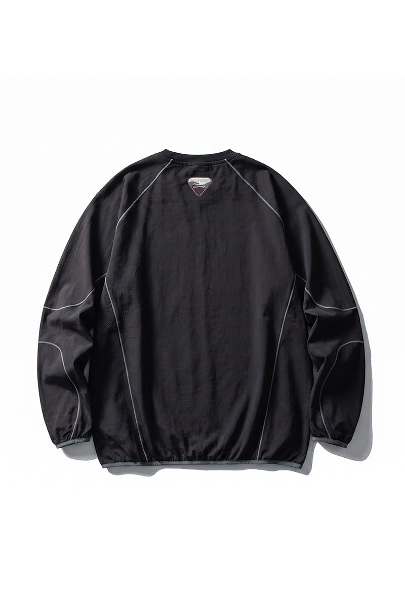Unisex Fall Clothing Contrast Stitch Crew Neck Long Top