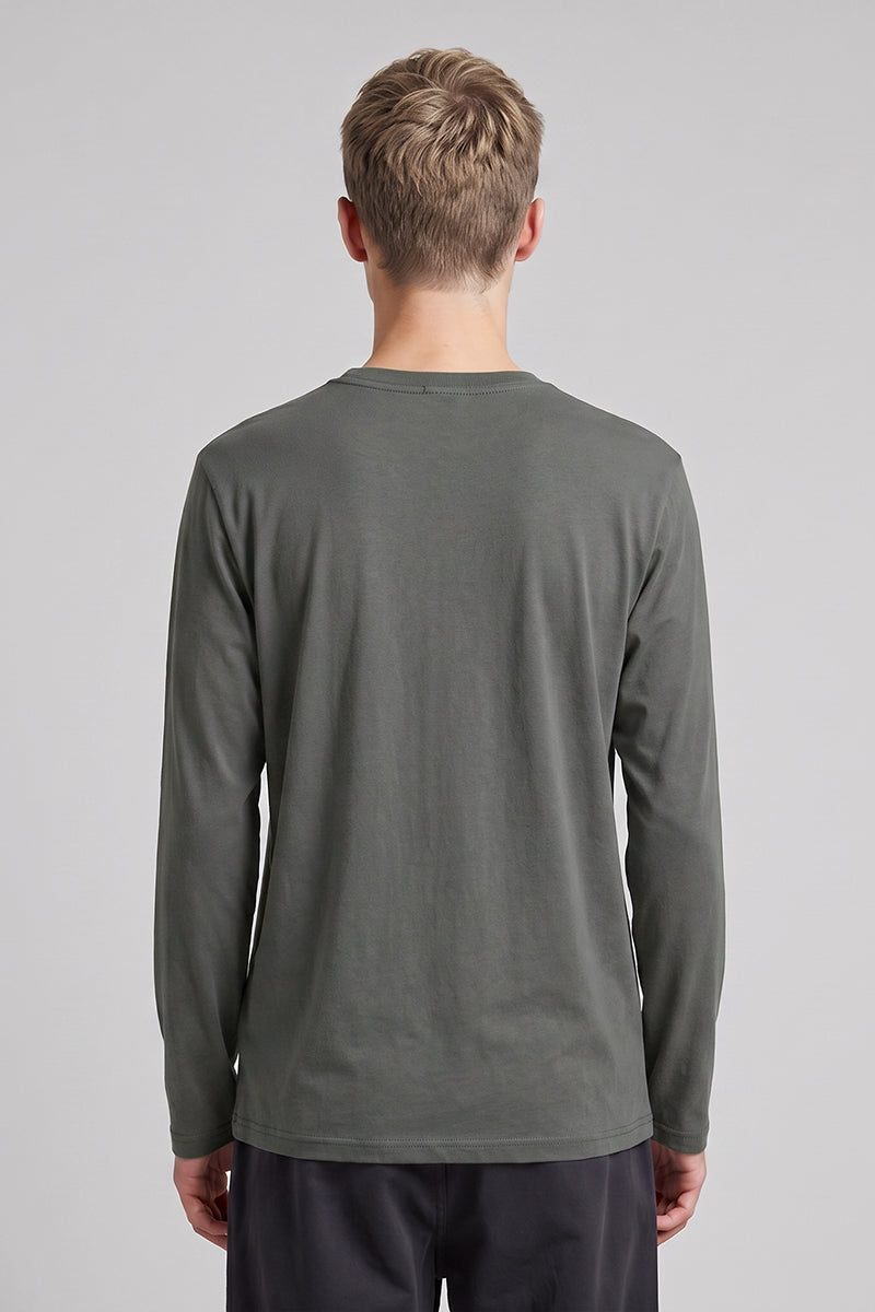 Men's Fall Clothing Combed Crew Neck Long Sleeve T-Shirt