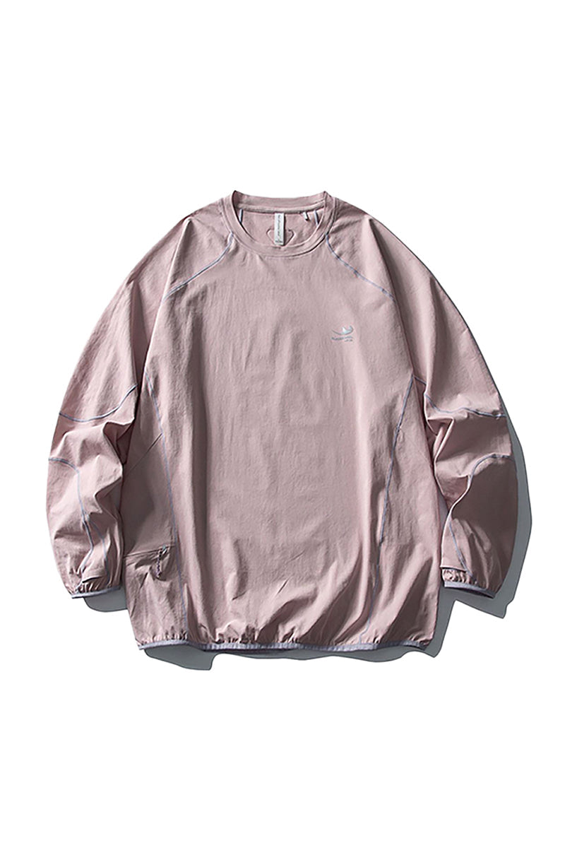 Unisex Fall Clothing Contrast Stitch Crew Neck Long Top