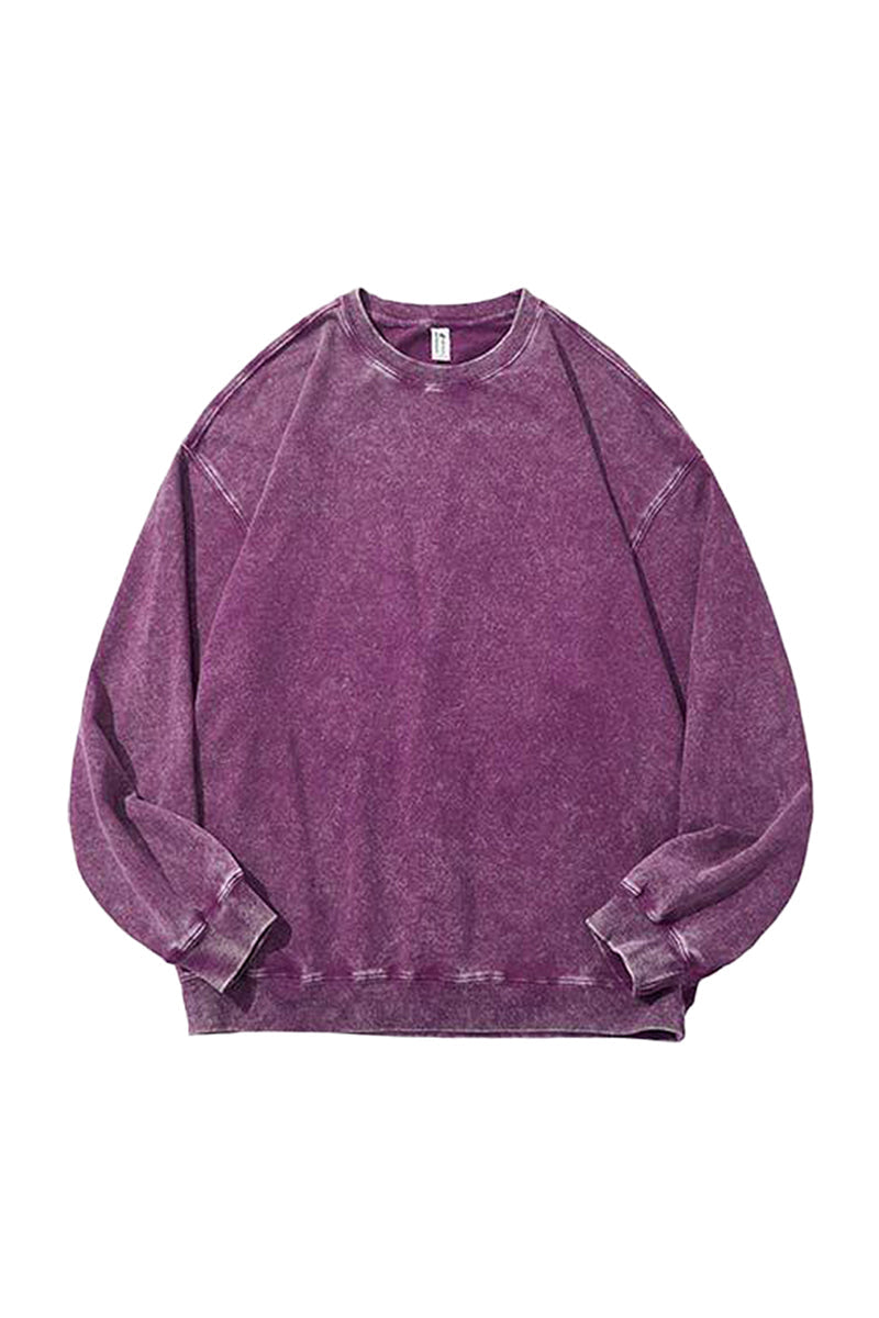 Unisex Fall Clothing Washed Raglan Crew Neck Sweatshirt