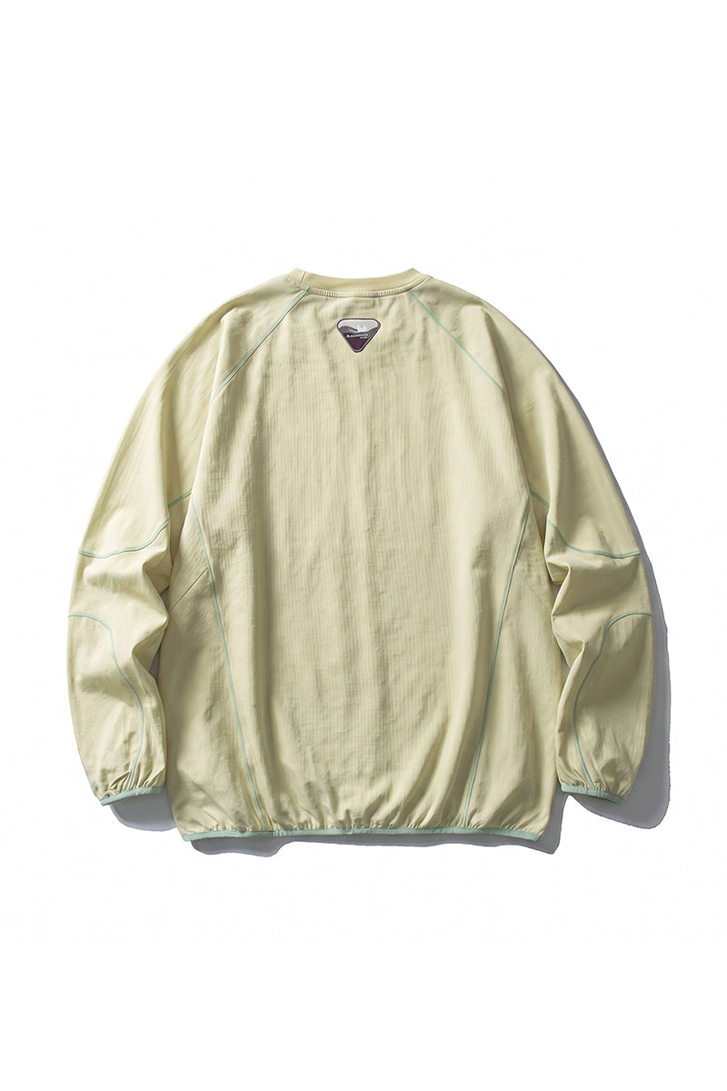 Unisex Fall Clothing Contrast Stitch Crew Neck Long Top