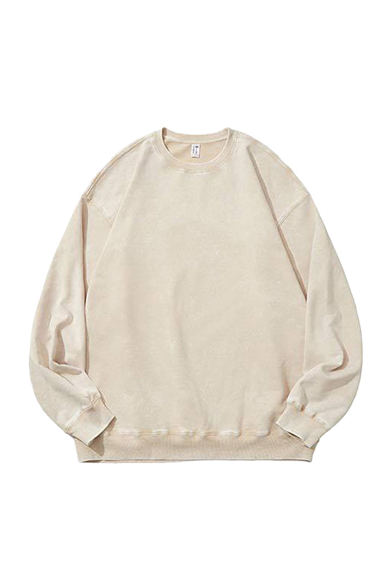 Unisex Fall Clothing Washed Raglan Crew Neck Sweatshirt