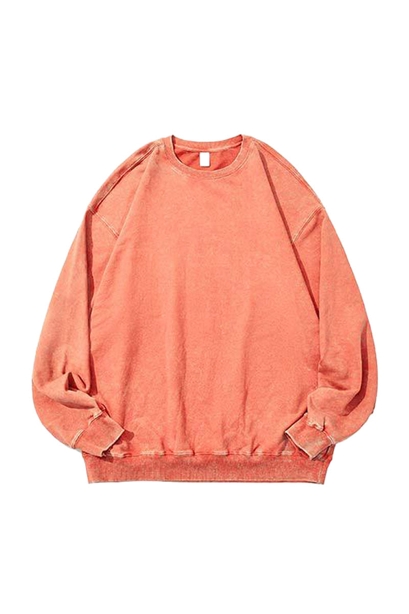 Unisex Fall Clothing Washed Raglan Crew Neck Sweatshirt