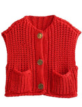 Ladies Chunky Open Knit Sweater Vest