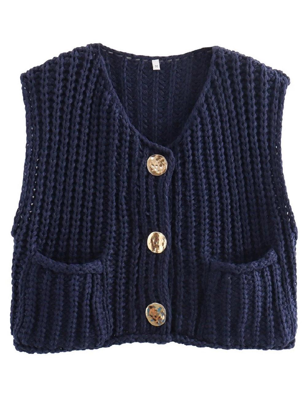 Ladies Chunky Open Knit Sweater Vest