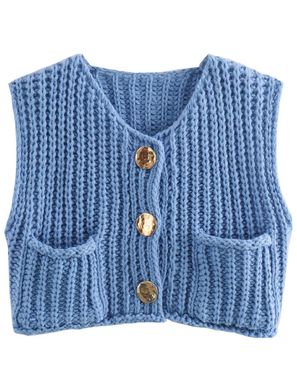Ladies Chunky Open Knit Sweater Vest