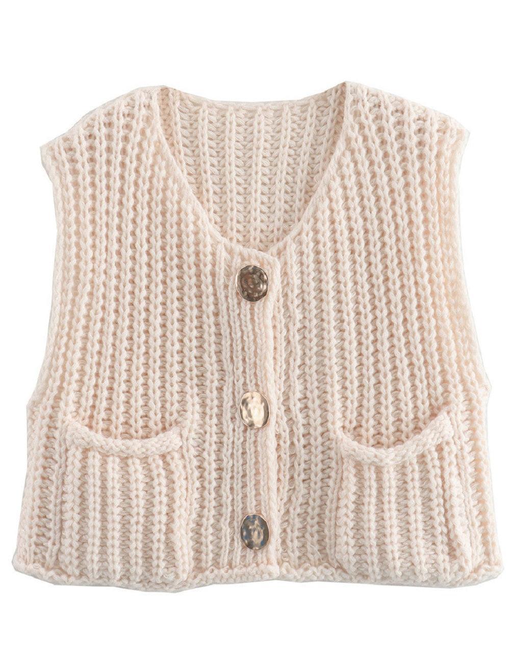 Ladies Chunky Open Knit Sweater Vest