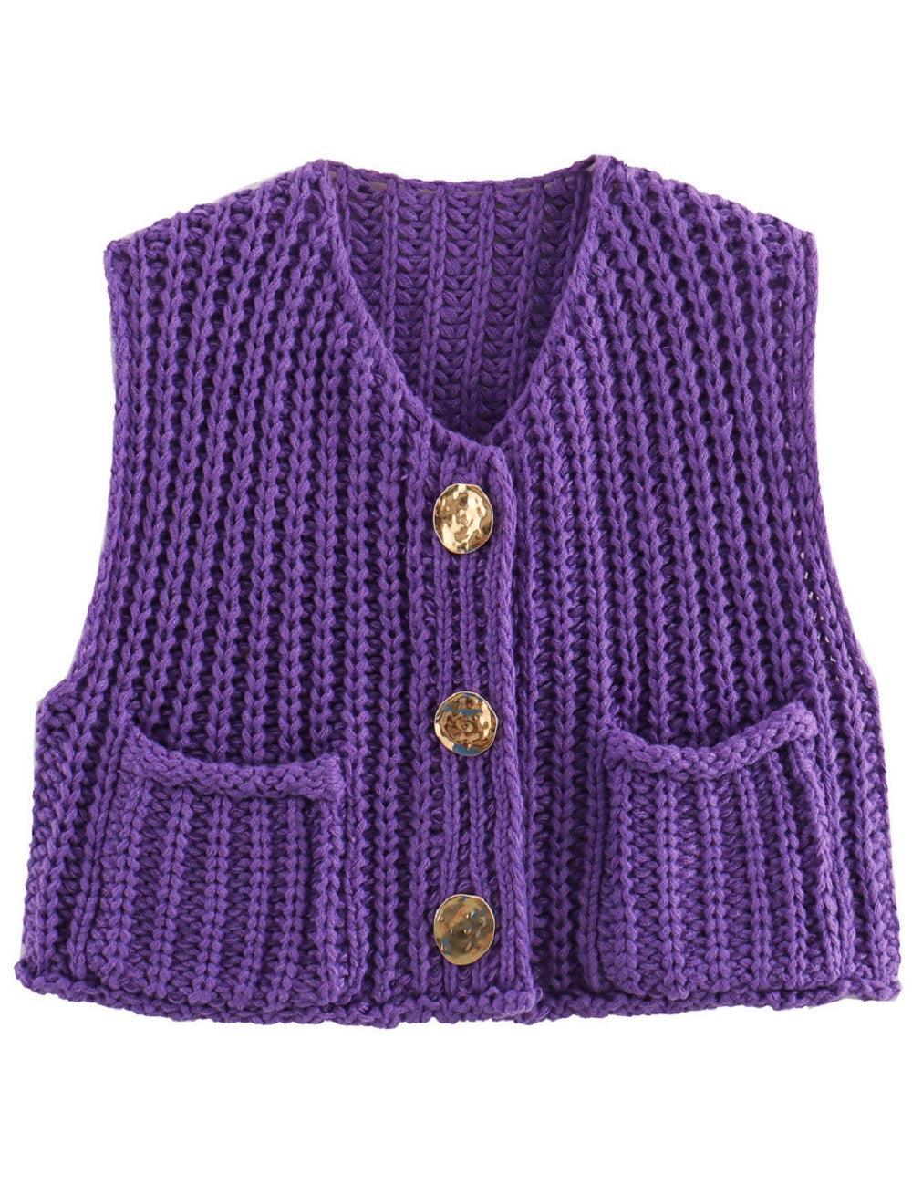 Ladies Chunky Open Knit Sweater Vest