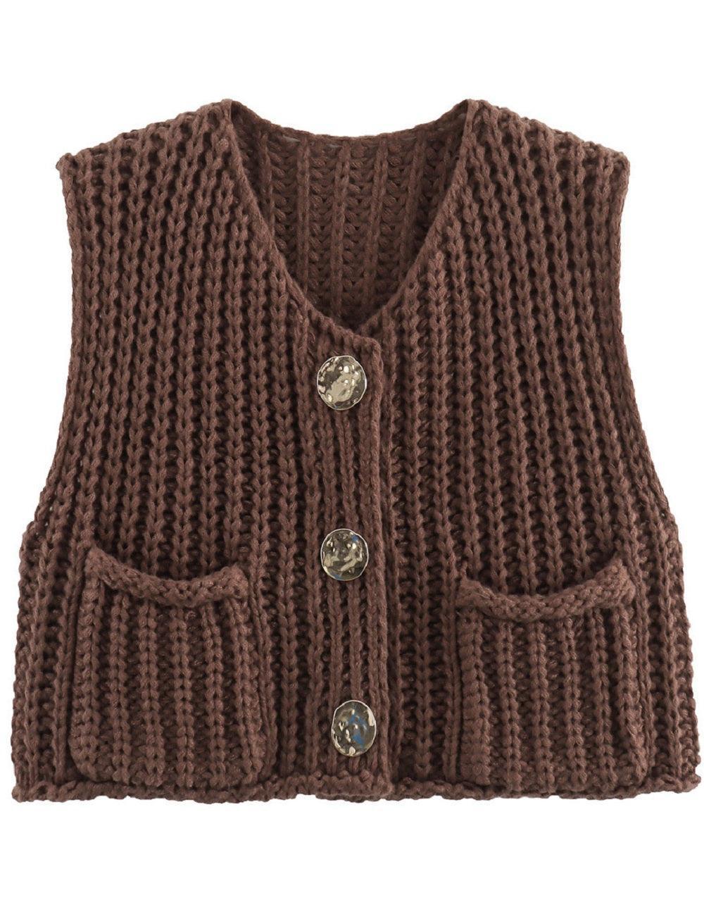 Ladies Chunky Open Knit Sweater Vest