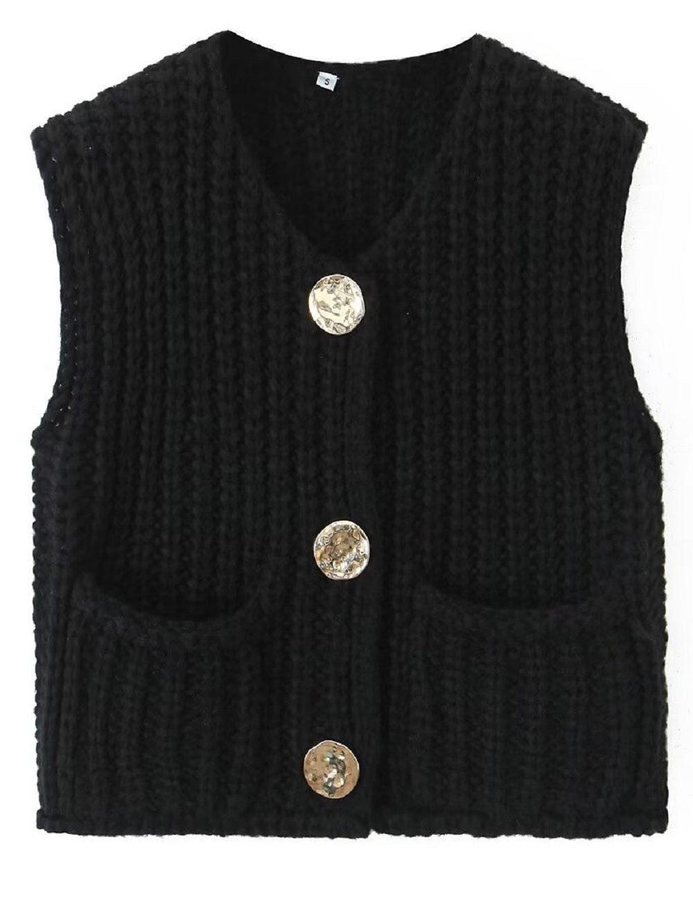 Ladies Chunky Open Knit Sweater Vest