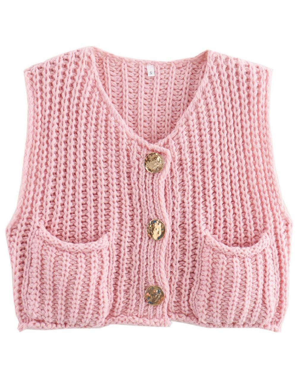Ladies Chunky Open Knit Sweater Vest