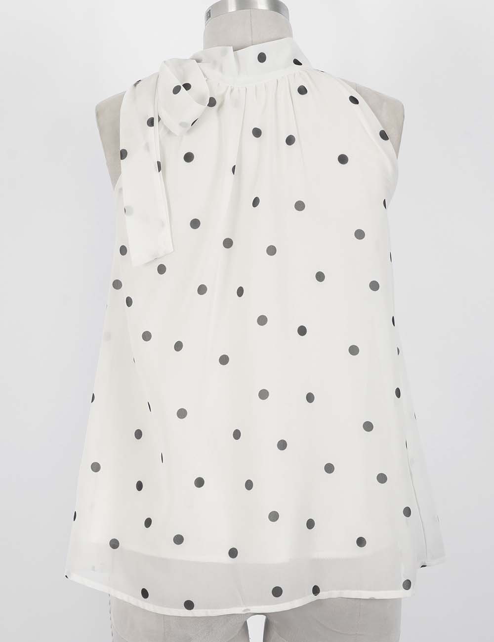 Ladies Bow Tie Neck Halter Polka Dot Sleeveless Top