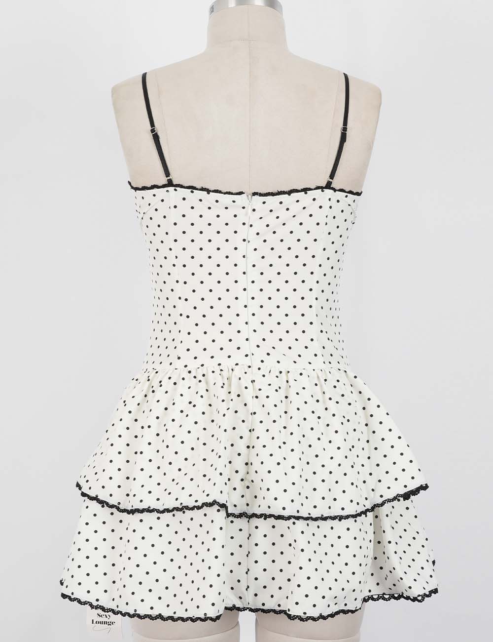 Ladies Chic Polka Dot Sweetheart Neck Cami Mini Dress