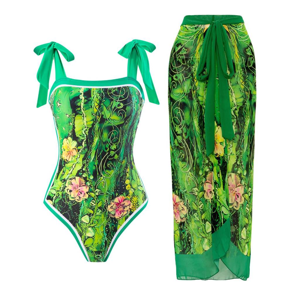 Two Shoulder with Cover One Piece Swimwear SKSW40146