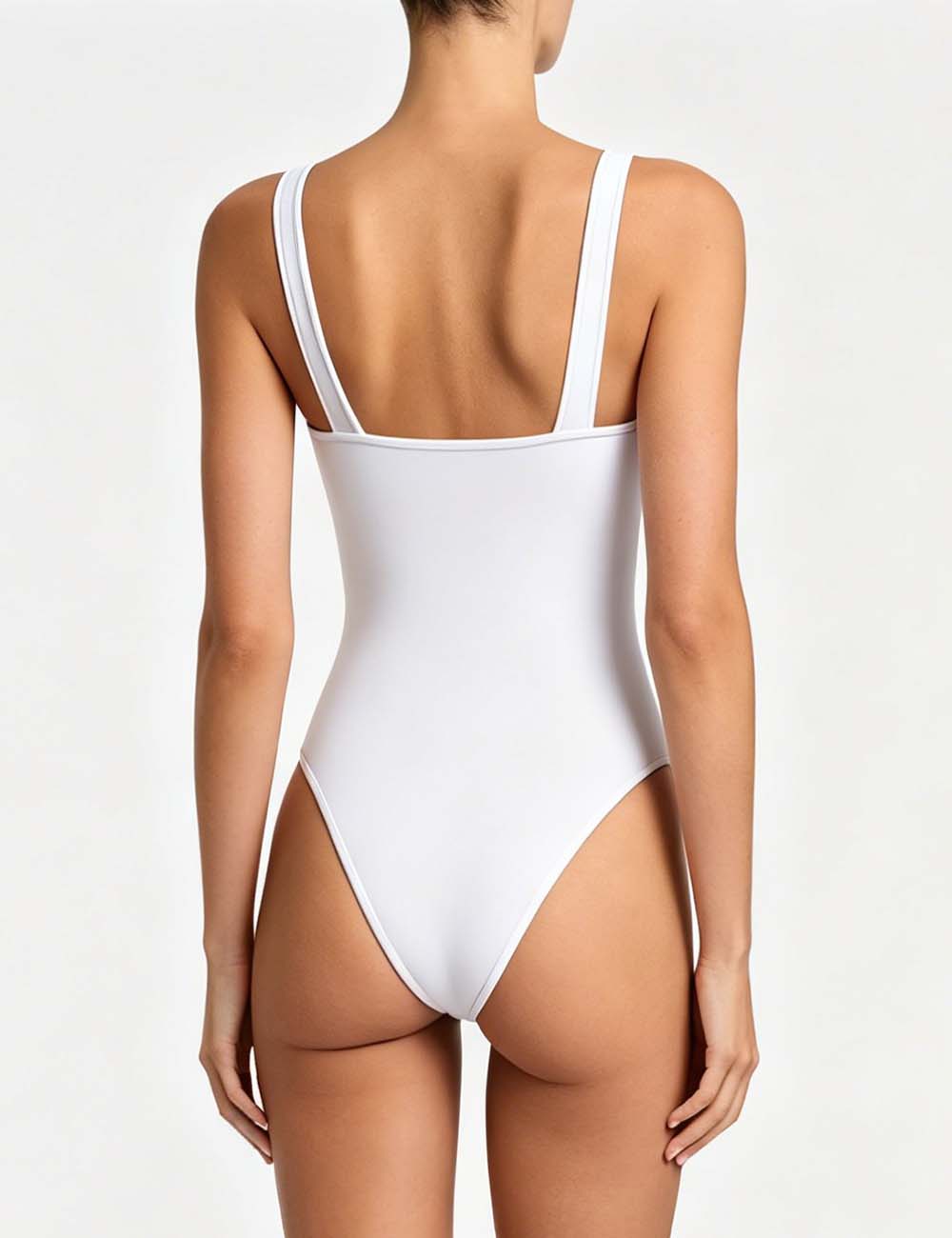 Ladies Color Block Square Neck One Piece Swimsuit