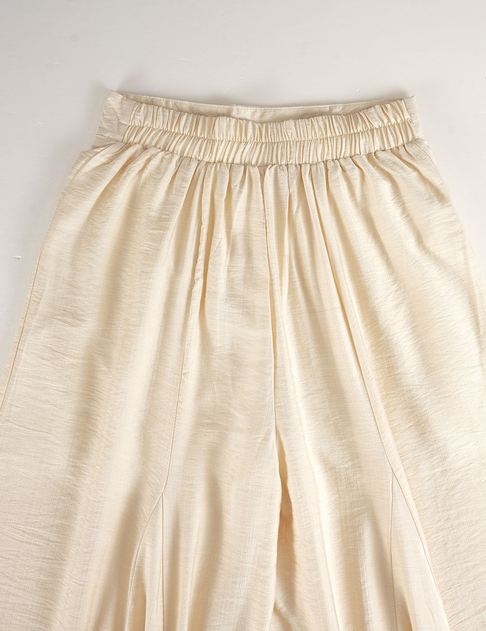Ladies Elastic Waist Ruffle Wide Leg Pants