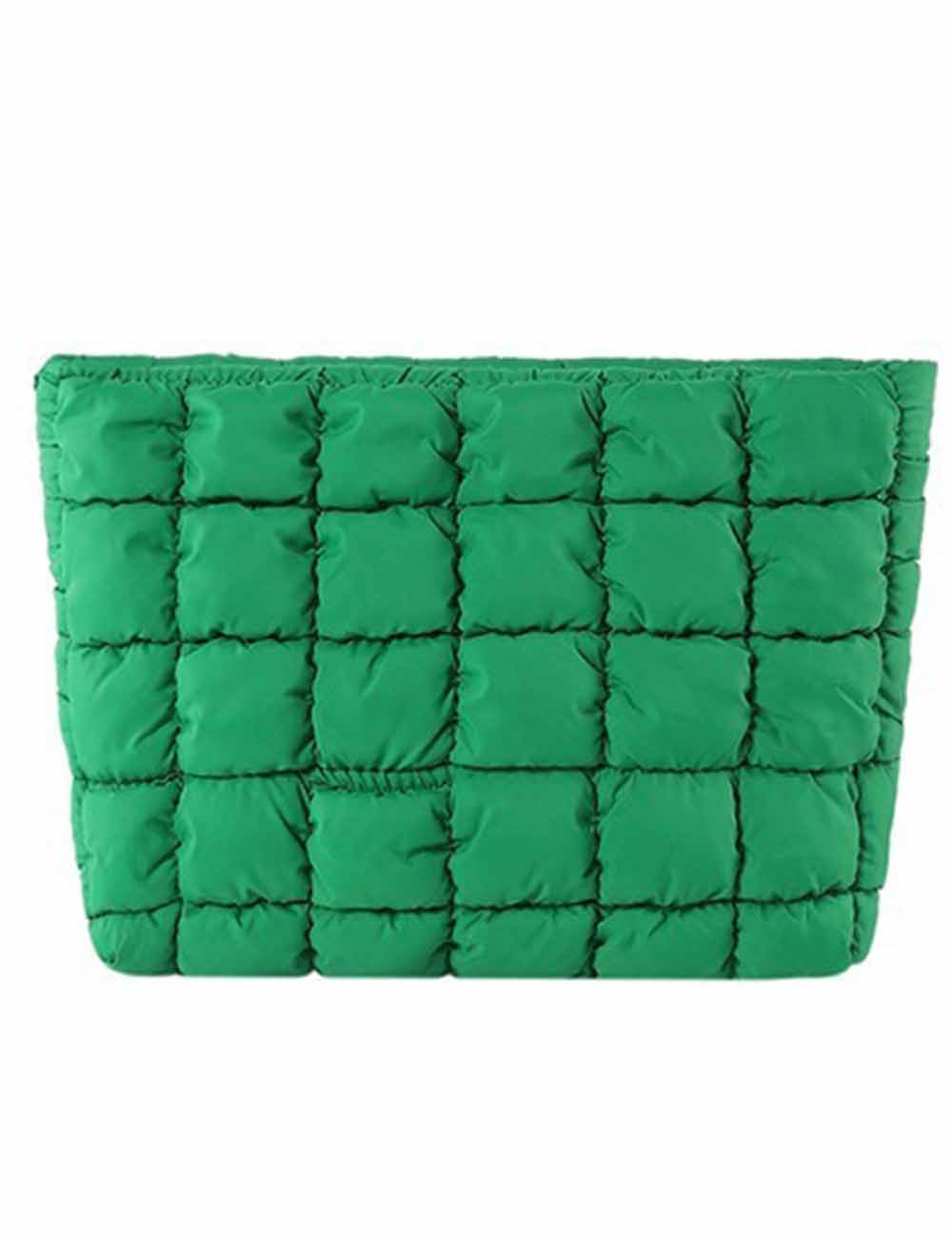 Ladies Solid Color Quilted Zip Closure Puffer Makeup Bag
