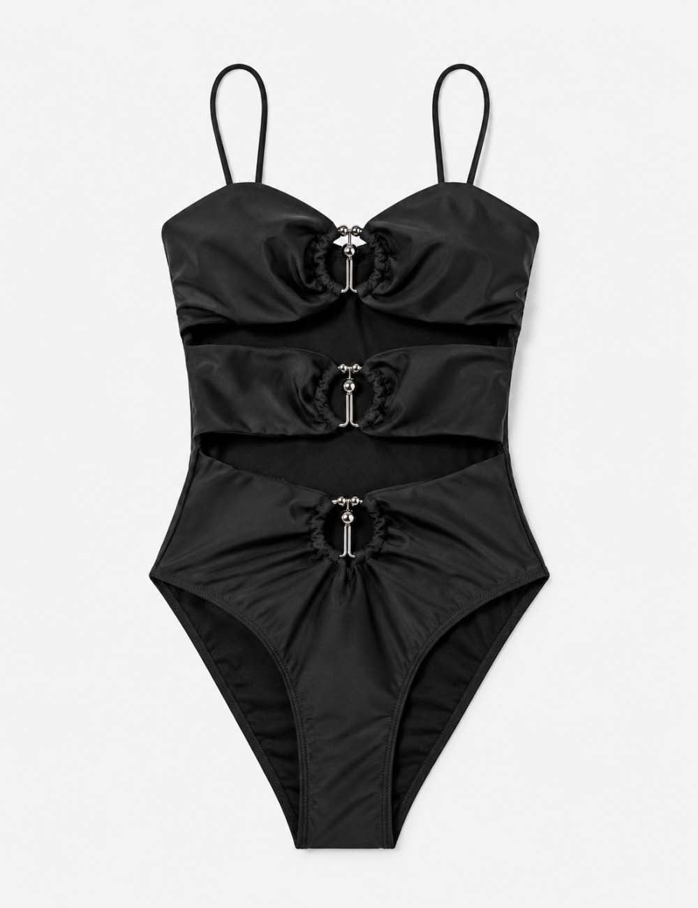 Ladies Cutout Metal Ring Strapless Bandeau One Piece Swimsuit