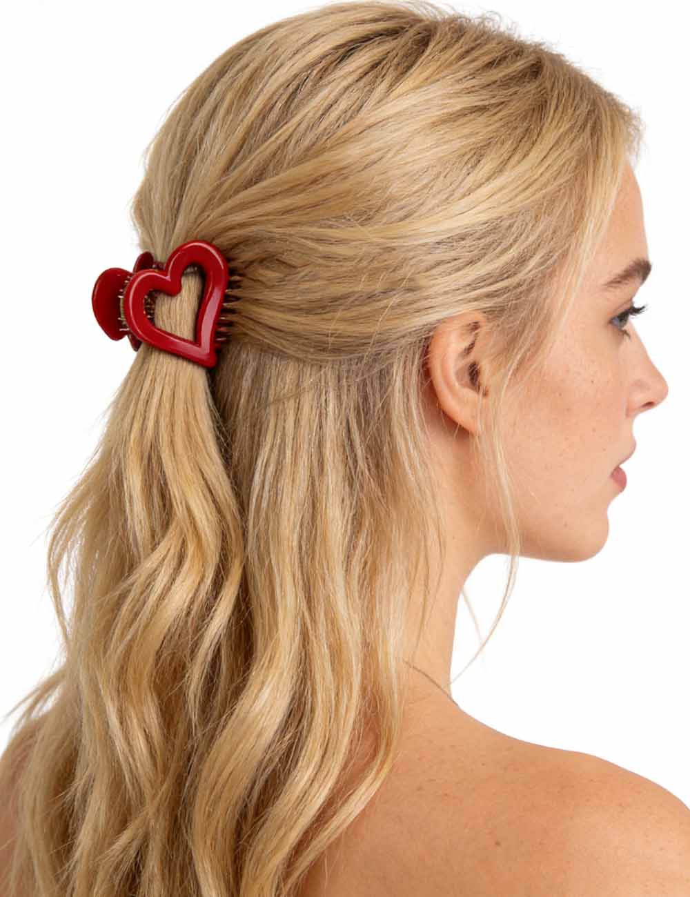 Ladies Valentine's Heart Acrylic Mini Hair Claw Clip