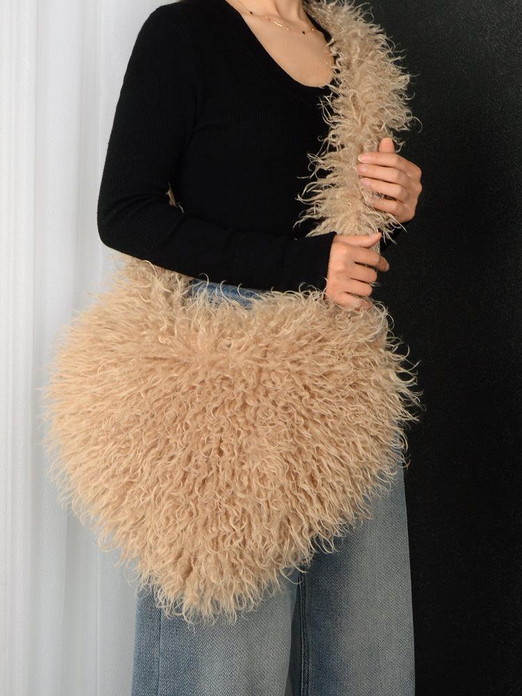 Ladies Y2K Heart-Shaped Plush Bag SKAB4091