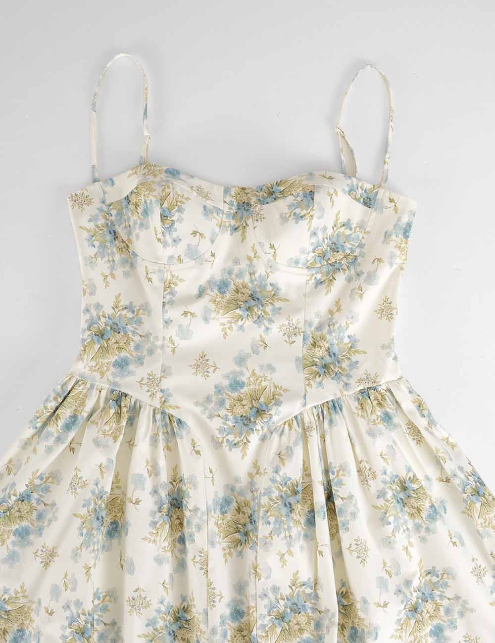 Ladies Chic Floral Print Spaghetti StrapBustier Cami Mini Dress