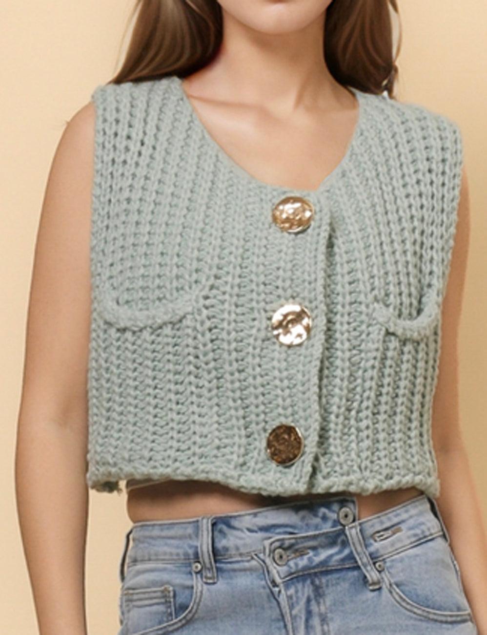 Ladies Chunky Open Knit Sweater Vest