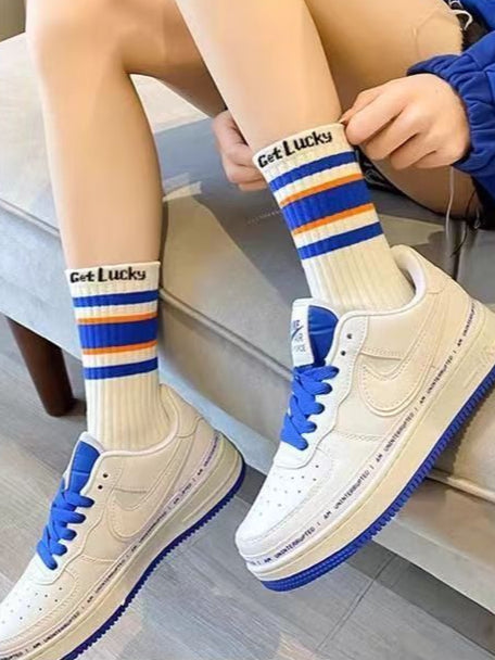 Ladies Color Block Stripe Over Ankle Socks SKASC4161