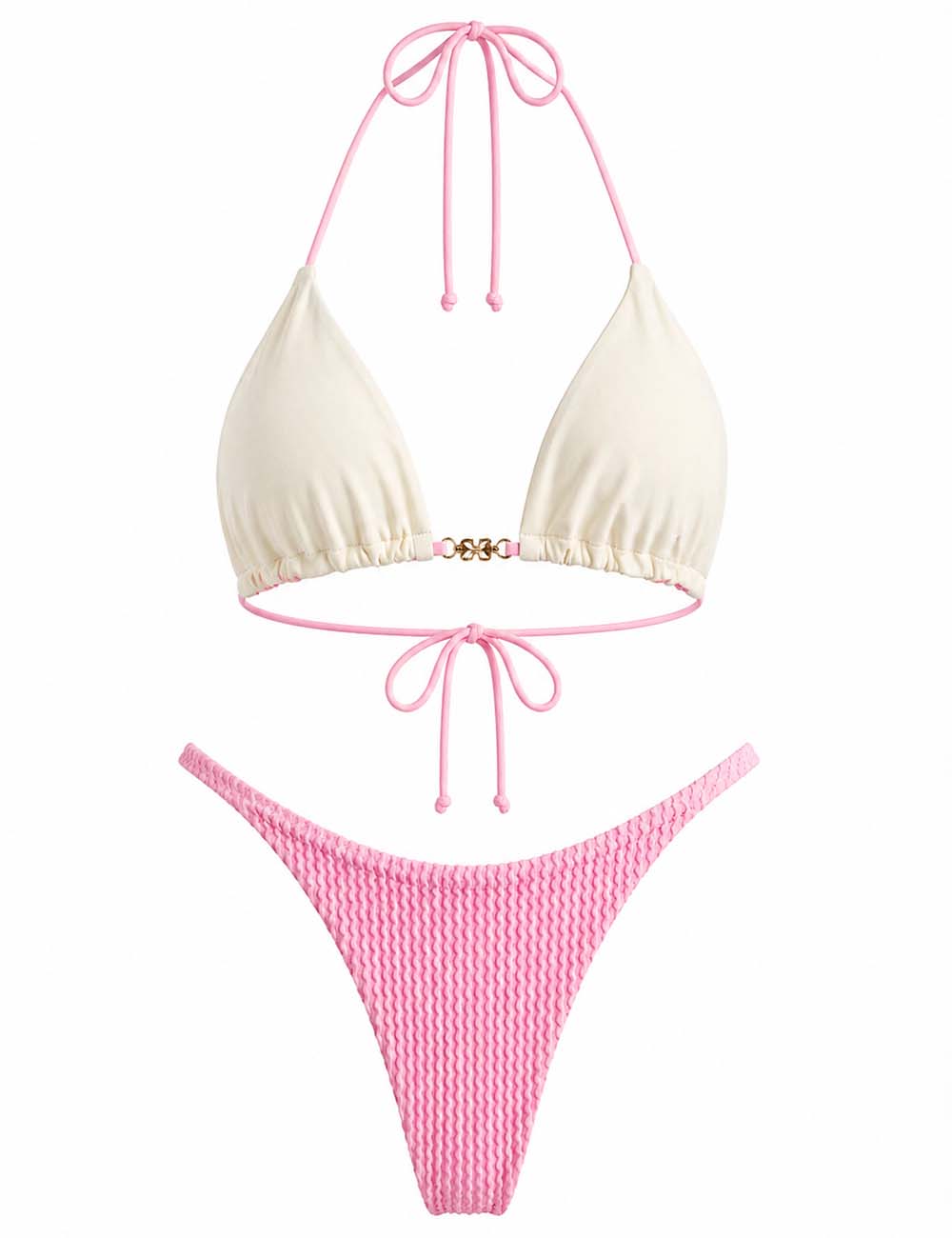Ladies Color Block Triangle Bikini Set