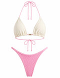 Ladies Color Block Triangle Bikini Set
