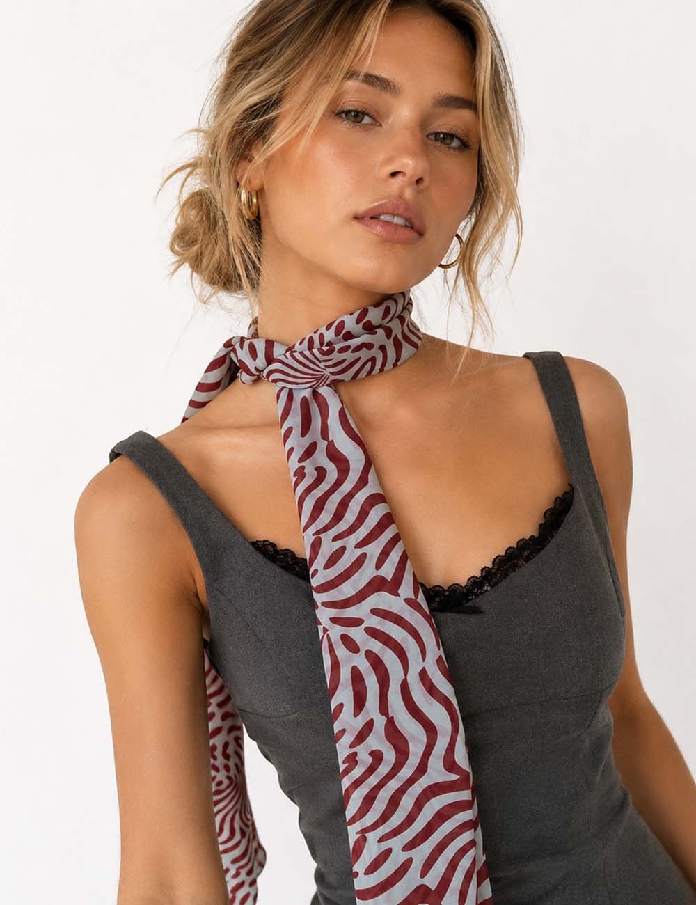 Ladies Color Block Zebra Print Chiffon Neck Scarf