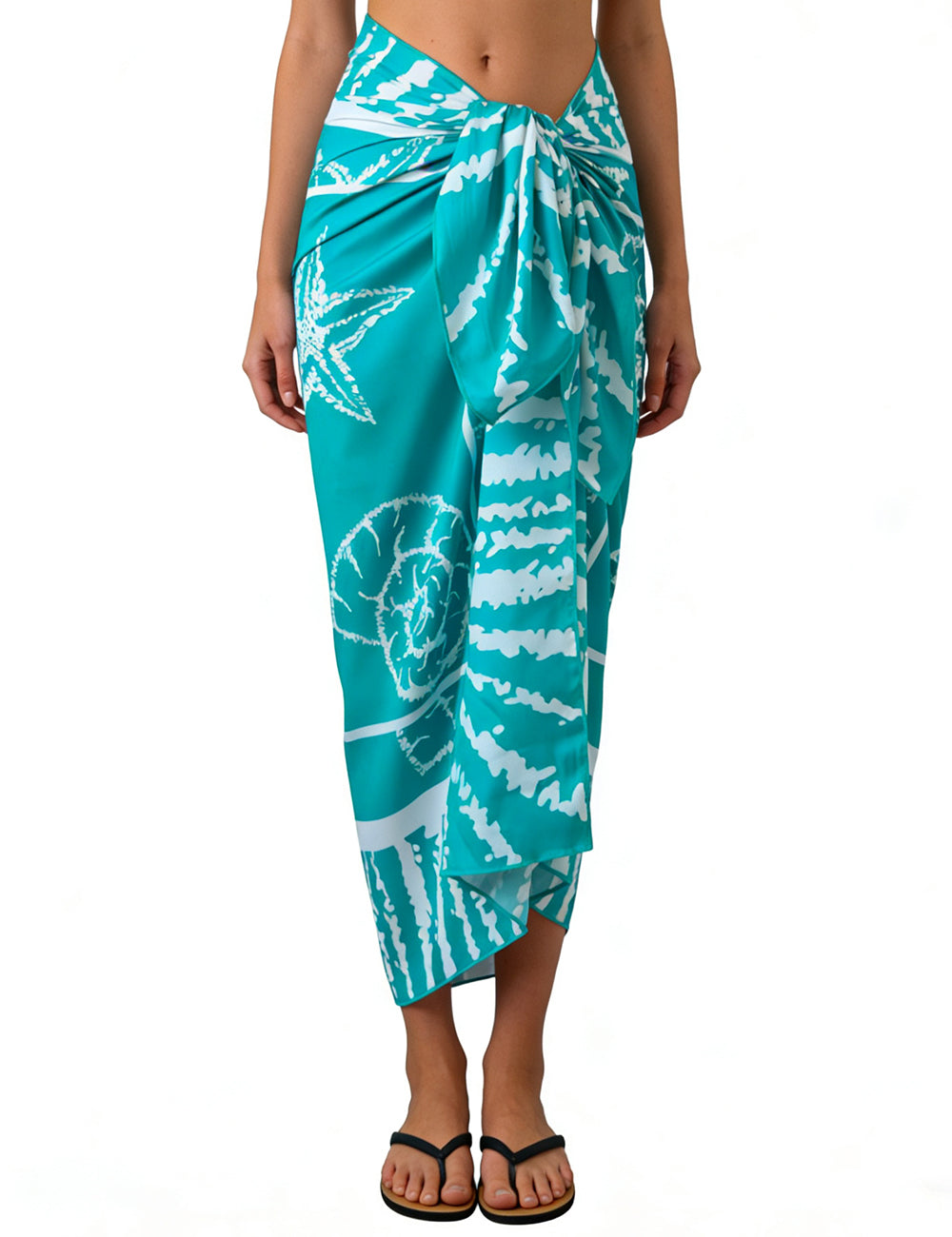 Ladies Marine Print Beach Sarong Wrap Tie Swim Cover Up