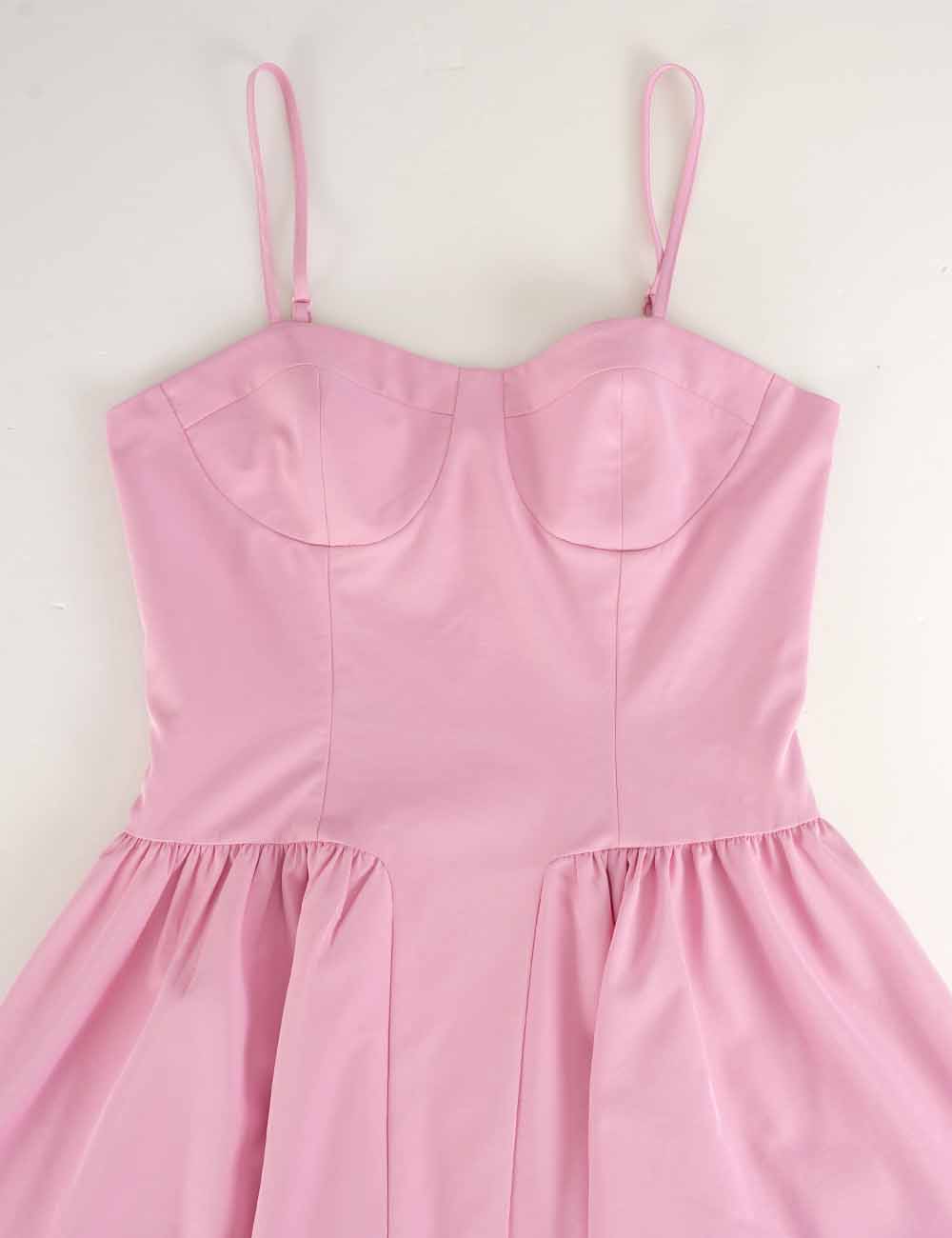 Ladies Chic Spaghetti Strap Flared Hem Bustier Cami Mini Dress
