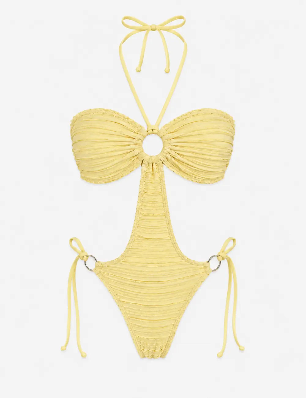 Ladies Openwork Design Halter Neck One Piece Swimsuit