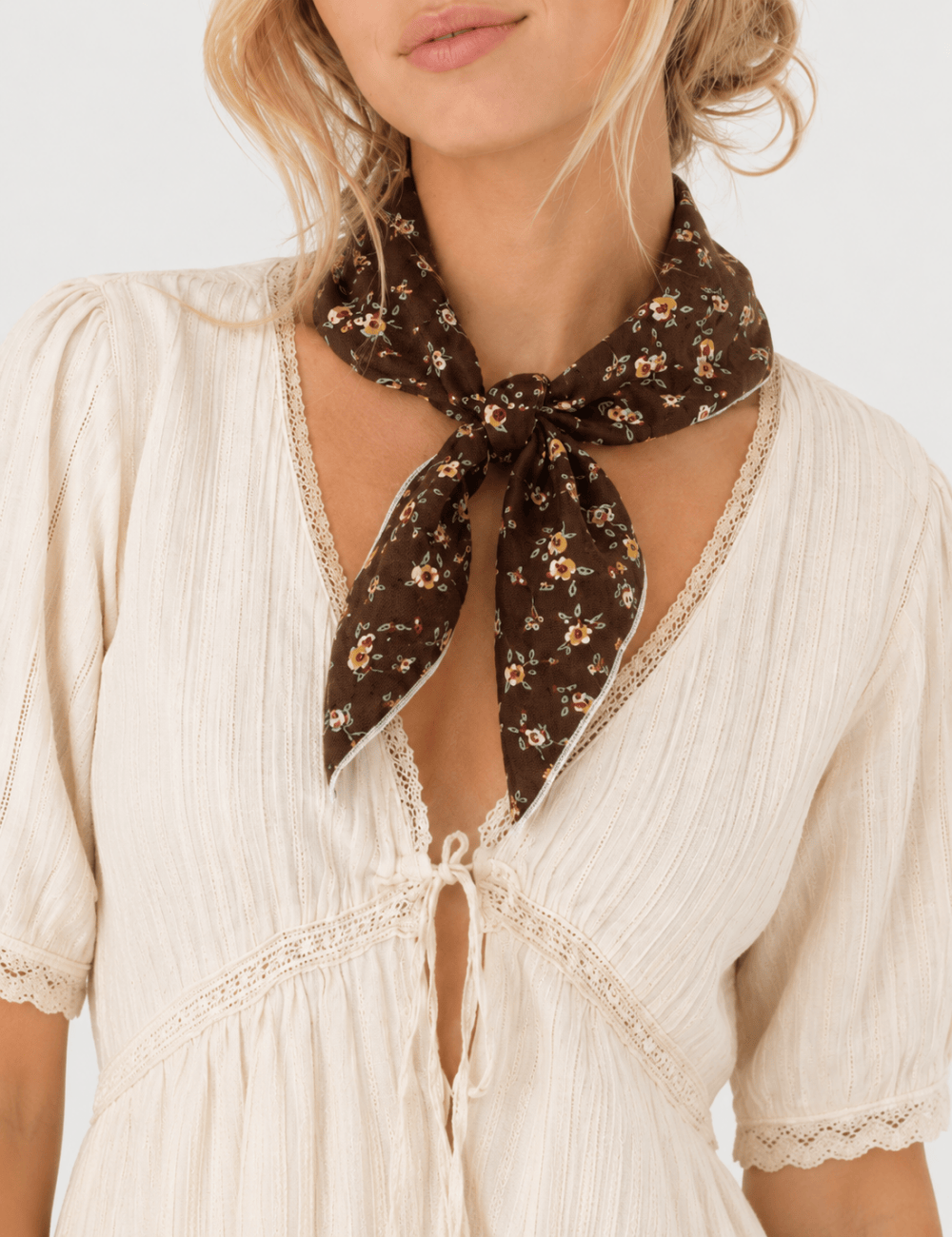 Ladies Casual Bandana Floral Print Square Neck Scarf