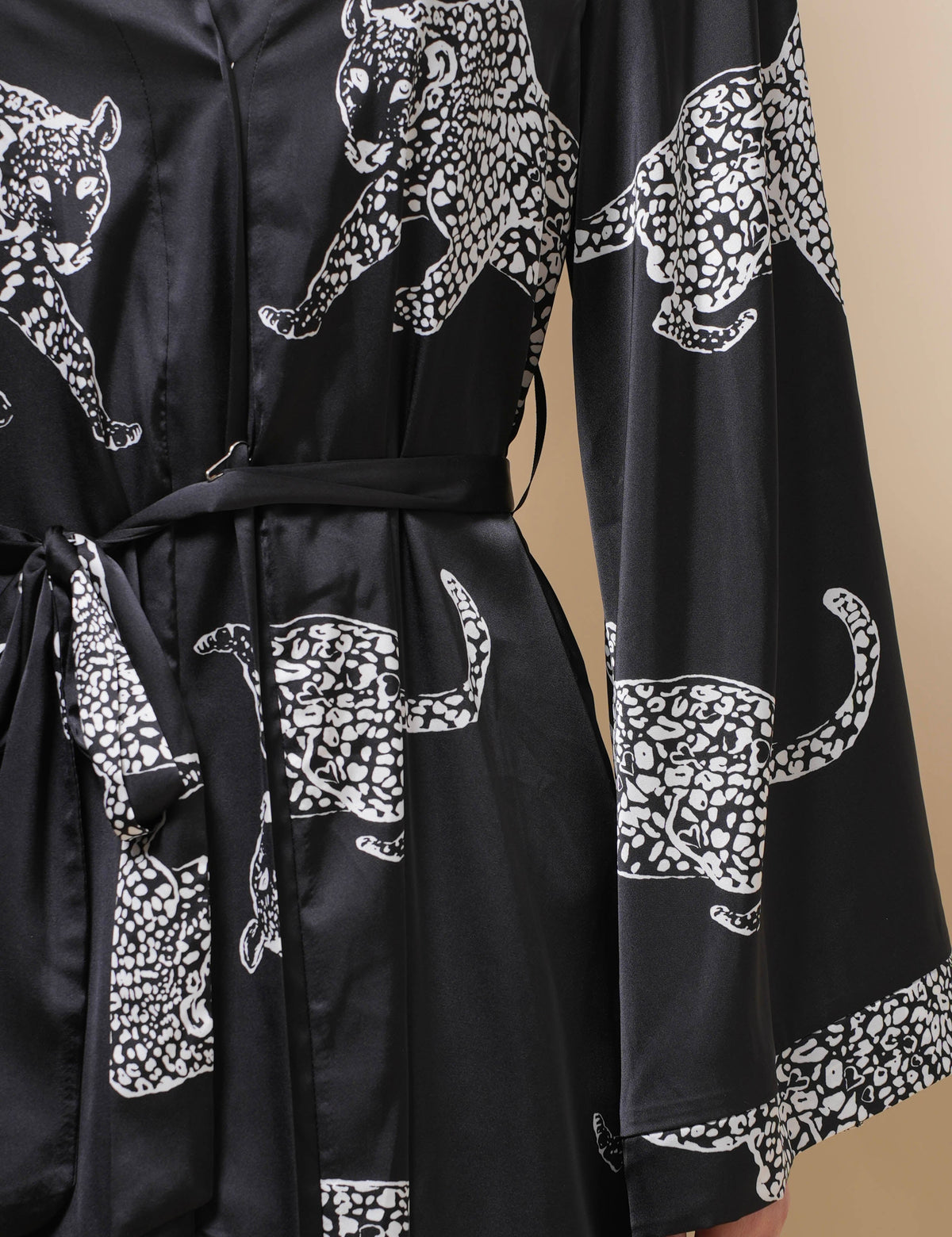 Ladies V-Neck Long Sleeves Waist Tie Pajama Robe SKRB50501