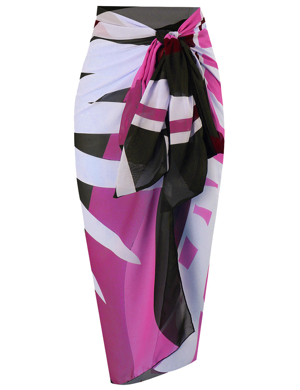 Ladies Tropical Leaf Print Chiffon Wrap Sarong Swim Cover Up
