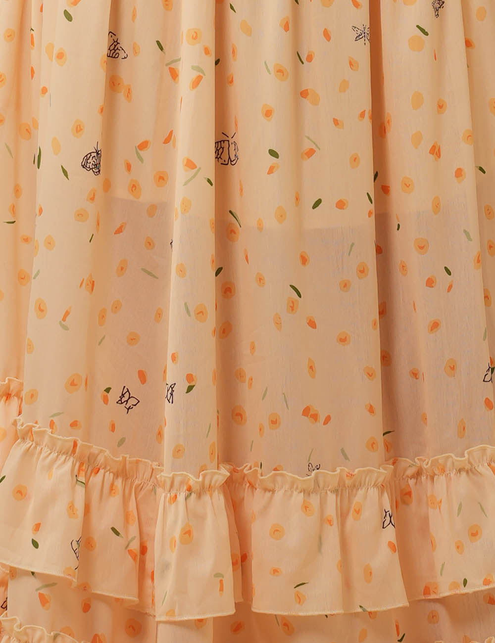 Ladies Floral Tiered Ruffle Smocked Waist Maxi Skirt